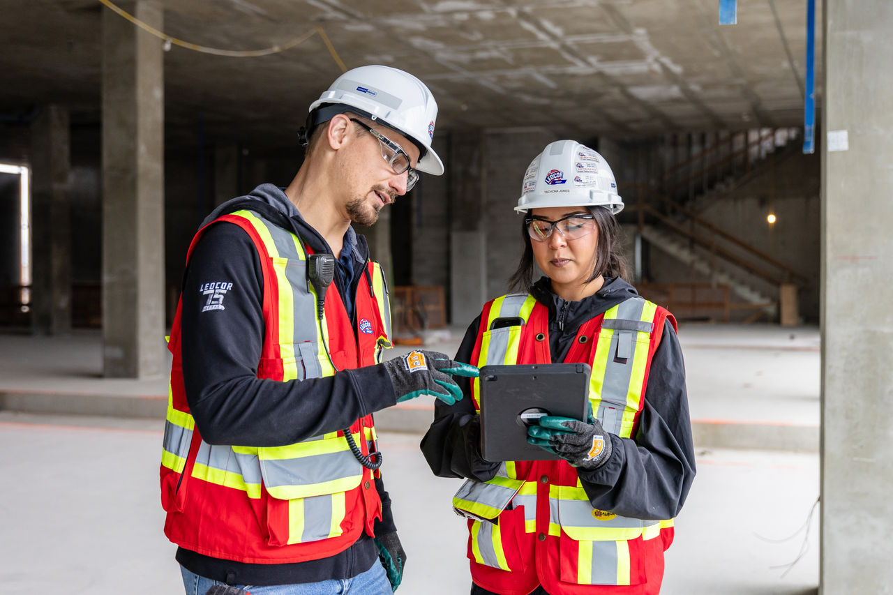 Two construction workers