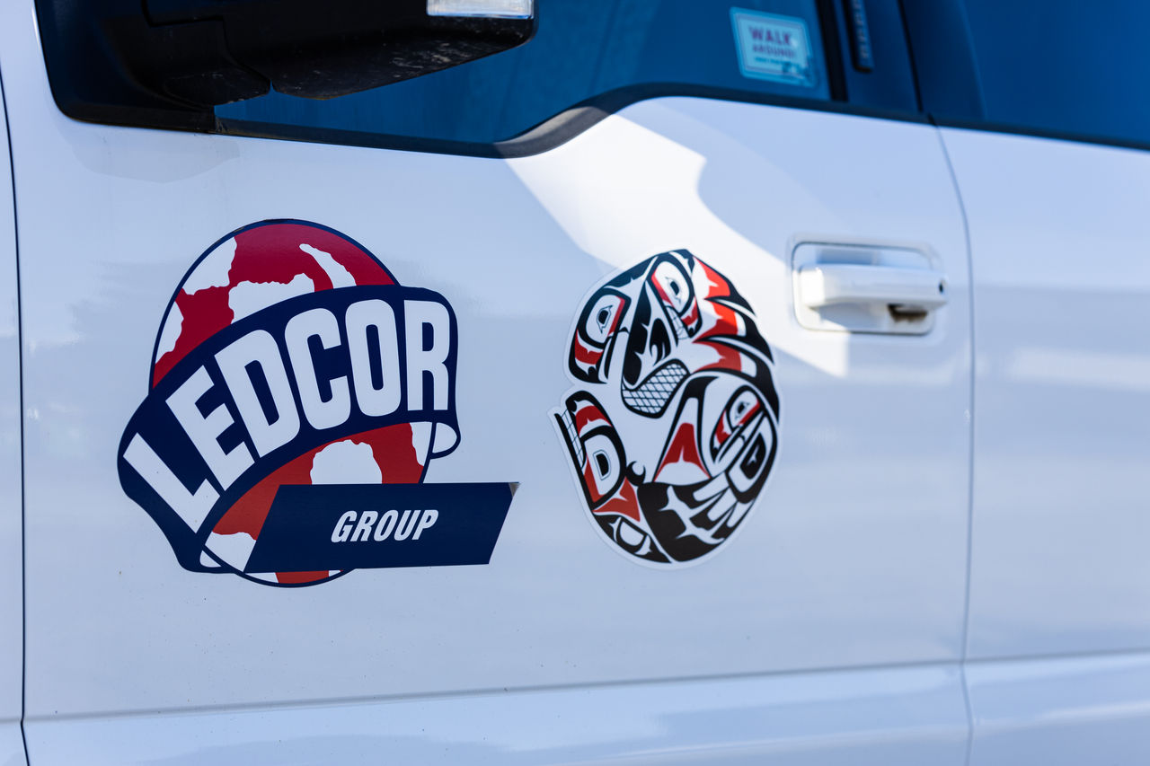Truck with ledcor logo